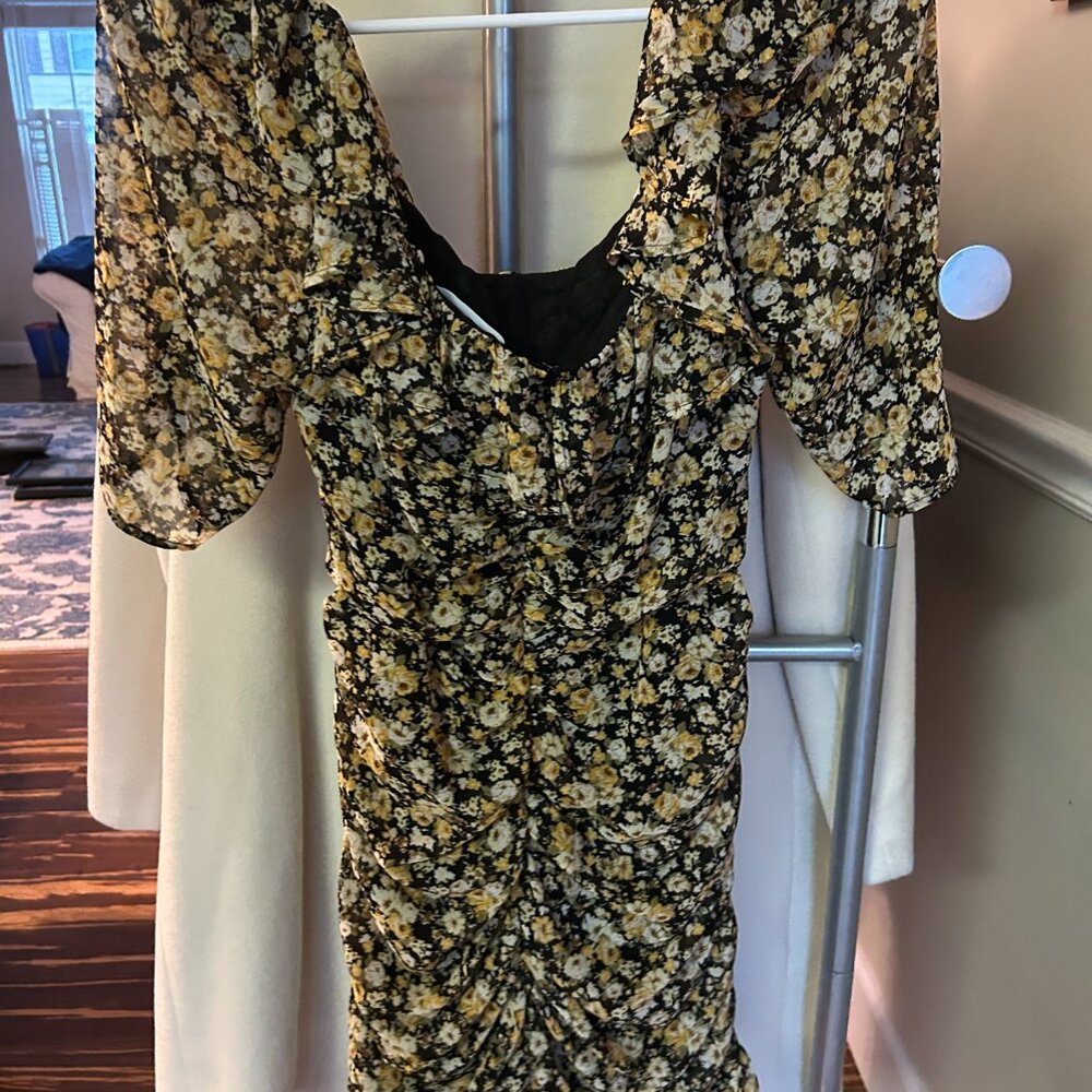 ASTR Floral Dusty Ruffle Neck Ruched Dress - Picture 4 of 4
